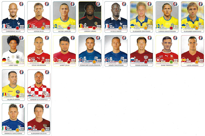 Album Sammelalbum EM 2016 Panini Euro 2016 Update-Sticker Europameisterschaft 2016 Europa 2016 Update-Set 84