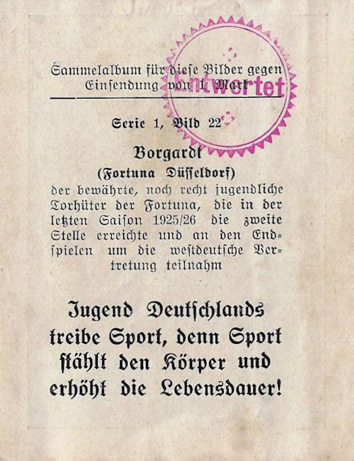 Jugend Deutschlands Sportbilder Sammelalbum Bild 22 Rückseite