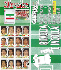 Album Sammelalbum Panini WM 1998 France 98 Frankreich Update-Bogen Iran World Cup Fußball-Weltmeisterschaft Frankreich '98 Iran-Update Guerin Sportivo red shirt rotes Trikot