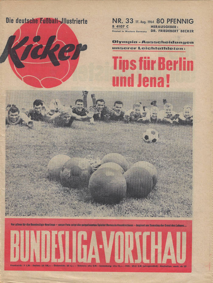 Bundesliga 1964/1965 1964/65 Kicker Sonderheft Vorschau Heft 33