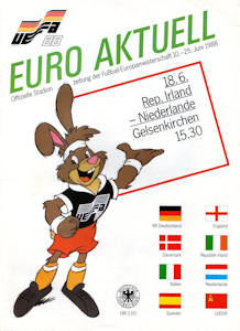 Offizielles Programm Programmheft EM 1988 Gruppe2 Irland-Niederlande