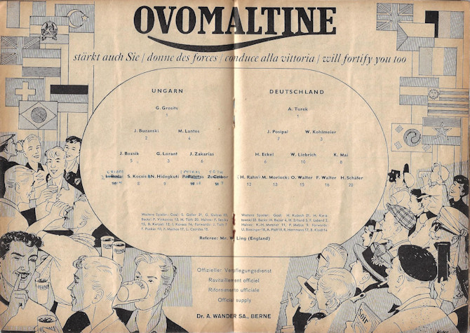 Offizielles Programm official programme Programmheft WM 1954 World Cup 1954 Finale Deutschland Ungarn 3:2 Das Wunder von Bern Innenseite