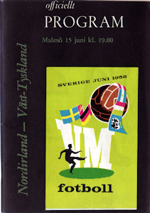 Offizielles Programm official programme Programmheft WM 1958 Gruppe 1 Nordirland - Deutschland
