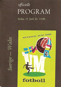 Offizielles Programm official programme Programmheft WM 1958 Gruppe 3 Schweden-Wales