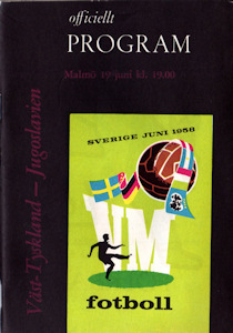 Offizielles Programm official programme Programmheft WM 1958 Viertelfinale Deutschland-Jugoslawien