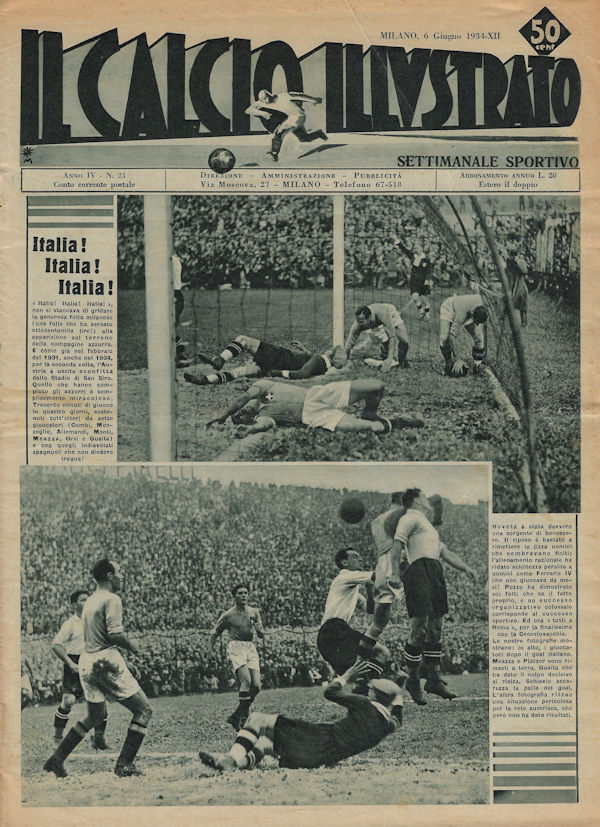 WM 1934 Il Calcio Illustrato No. Numero 23 vom 06. Juni 1934, 6 Giugno 1934