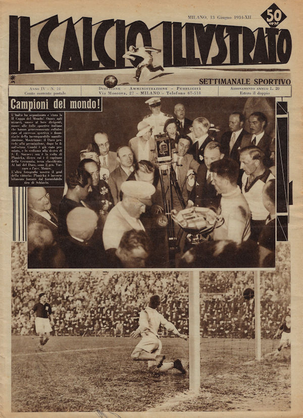 WM 1934 Il Calcio Illustrato No. Numero 24 vom 13. Juni 1934, 13 Giugno 1934