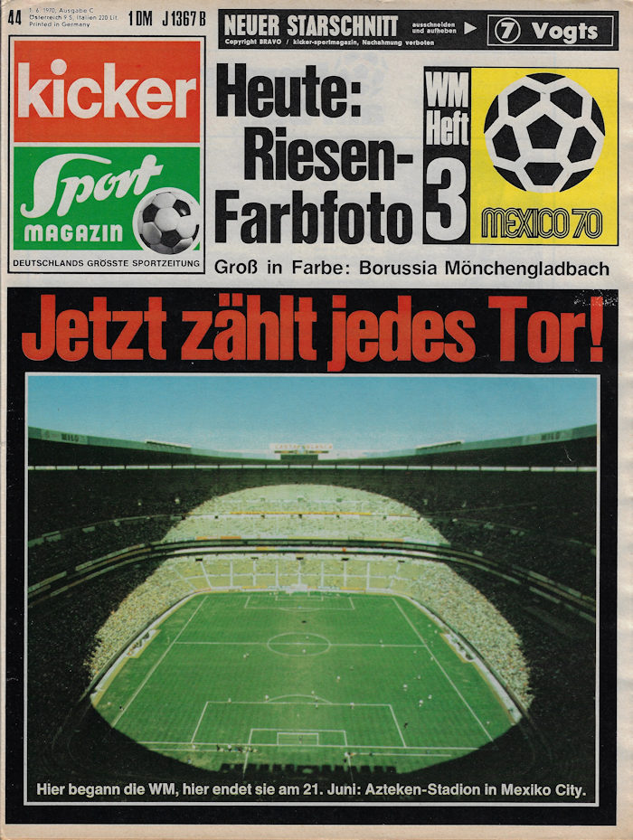 WM 1970 Kicker Nummer 44 vom 01.06.1970 WM-Heft 3